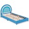 Velvet Kids Twin Bed with Adjustable Headboard Sturdy Wooden Frame and Soft Upholstery